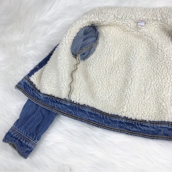 Cat & Jack Sherpa Lined Denim Jacket Blue Jean Coat Medium Wash Pockets Heavy XS - Picture 8 of 11